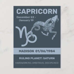 Postal Nombre personalizado / Texto Rótulo zodiaco Capric