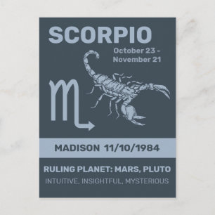 Postal Nombre personalizado / Texto Rótulo zodiaco Escorp