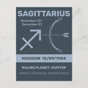 Postal Nombre personalizado / Texto Rótulo zodiaco Sagitt