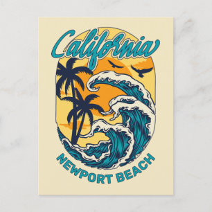 Postal Nombre personalizado / Texto Surfing de California
