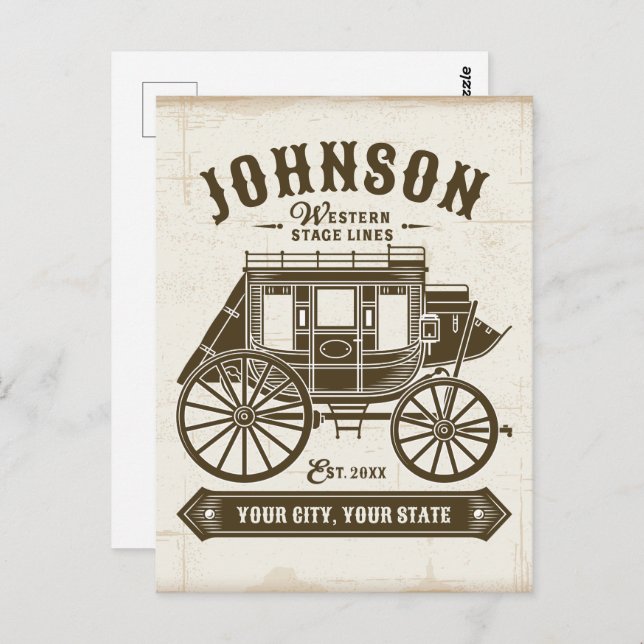 Postal NOMBRE Personalizado Viejo Transporte de Estrella  (Anverso / Reverso)