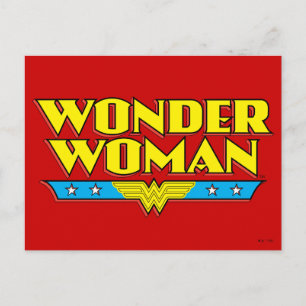 Postal Nombre y logotipo de la mujer maravilla