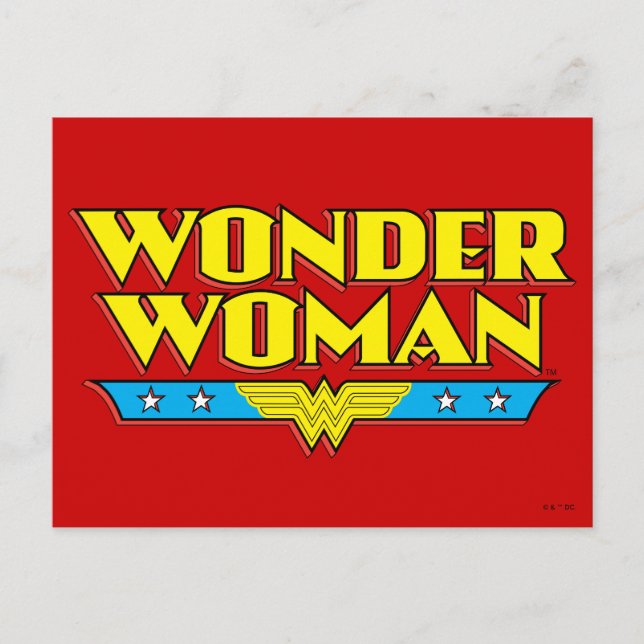 Postal Nombre y logotipo de la mujer maravilla (Anverso)