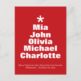 Postal nombres de costumbre rojo de árbol de Navidad mode