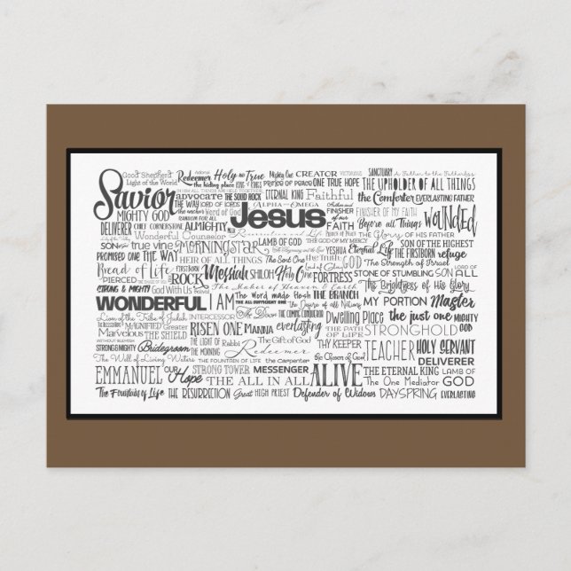 Postal Nombres de Dios Marrón Blanco (Anverso)