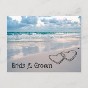 Postal Nombres de novias y novias escritos en la arena