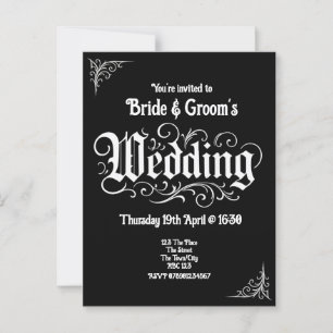 Postal Nombres personalizados de Bodas Metalizado de Blac
