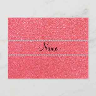 Postal Nombres personalizados diamantes de purpurina rosa