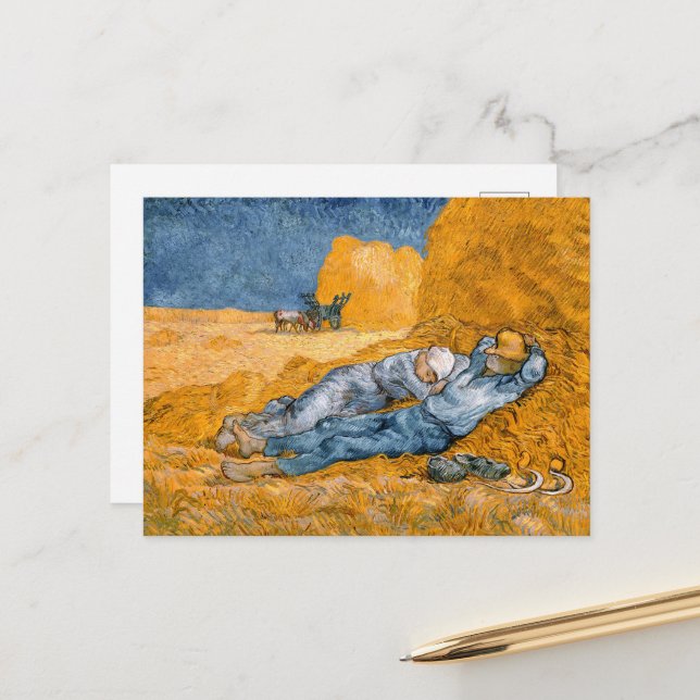Postal Noon, descansa del trabajo de Vincent Van Gogh (Anverso/Reverso In Situ)