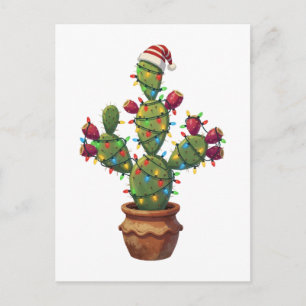 Postal Nopal con colores brillantes y festivos en Navidad