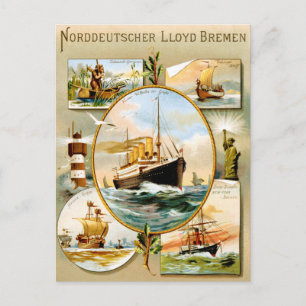 Postal Norddeutscher Lloyd Bremen Vintage Poster de Viaje