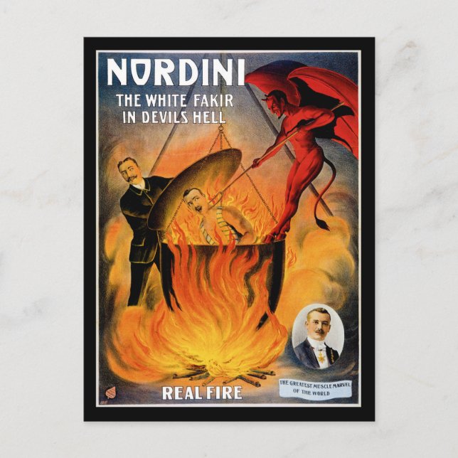 Postal Nordini ~ El Fakir Blanco en el infierno del diabl (Anverso)