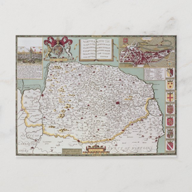 Postal Norfolk, grabado por Jodocuments Hondius (Anverso)