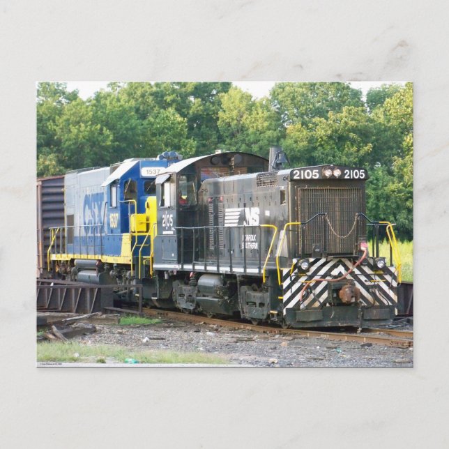 Postal Norfolk Southern SW- 1001 2105 y CSX 1537 (Anverso)