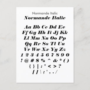 Postal Normande Italic - Hoja de ejemplo de fuente de zaz