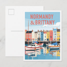 Postal Normandía y Bretaña Francia Arte Vintage Viajes