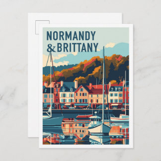 Postal Normandy and Brittany France Art Vintage Travel
