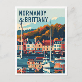 Postal Normandy and Brittany France Art Vintage Travel