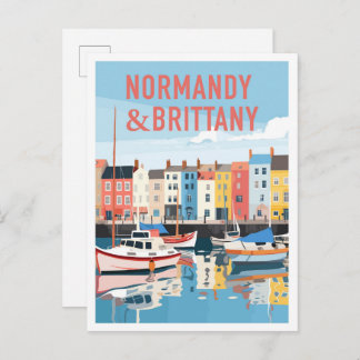 Postal Normandy and Brittany France Art Vintage Travel