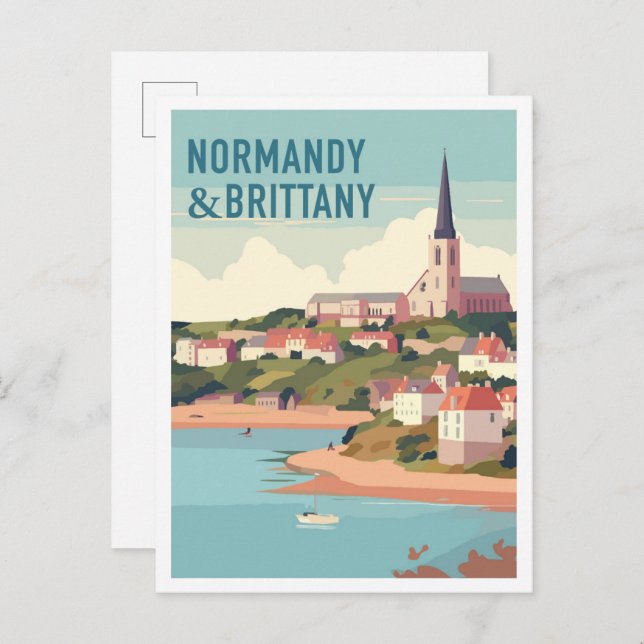 Postal Normandy and Brittany vintage Travel (Anverso / Reverso)