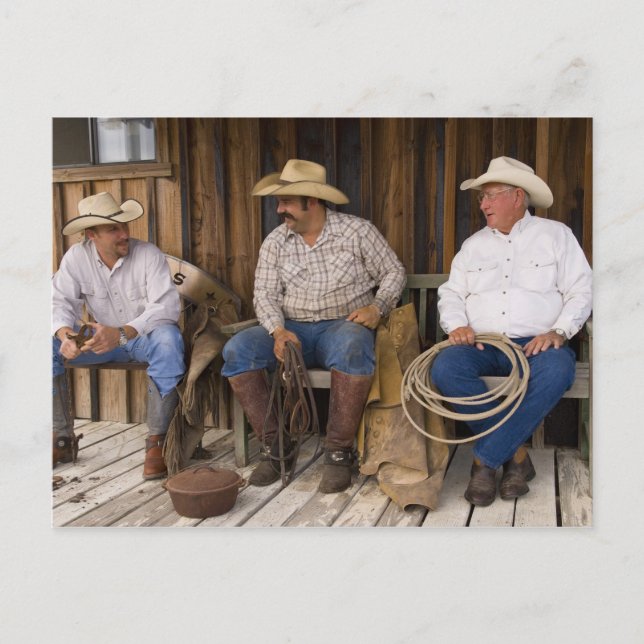 Postal Norteamérica, EE. UU. Vaqueros relajándose y (Anverso)