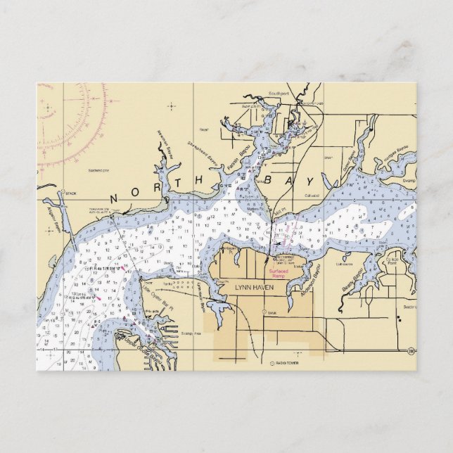 Postal North Bay Lynn Haven, Florida Nautical Chart Card (Anverso)