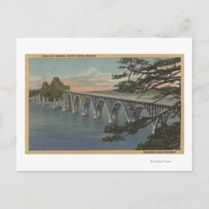 Postal North Bend, Oregon - Vista del puente de la bahía 