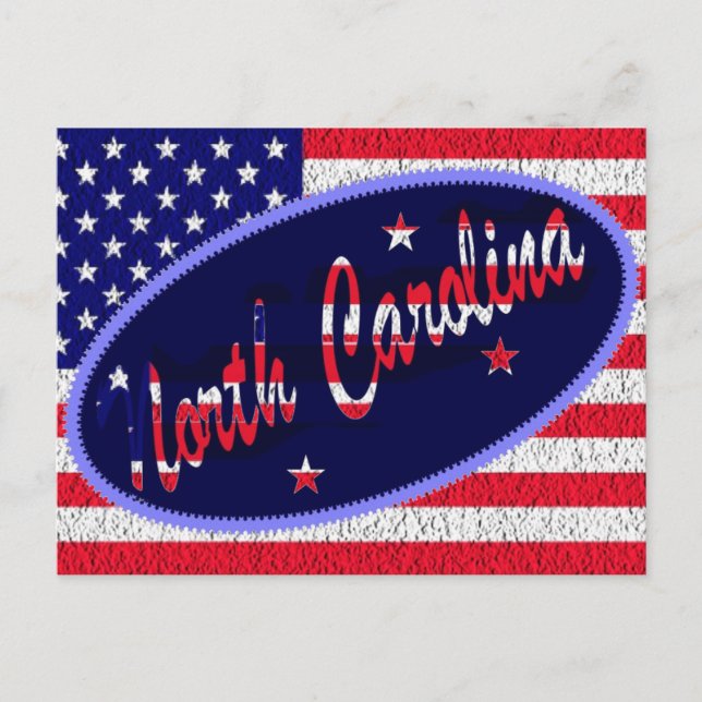 Postal North Carolina US flag postcard (Anverso)