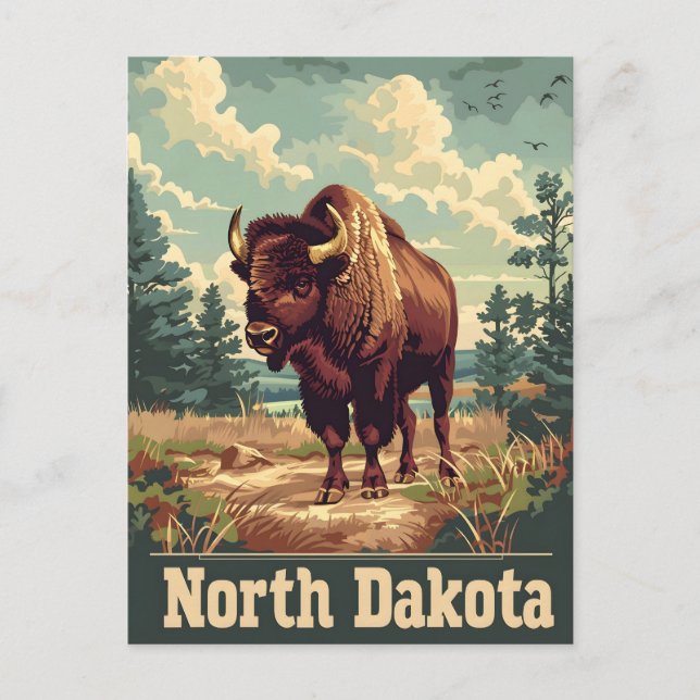 Postal North Dakota Bison Vintage (Anverso)
