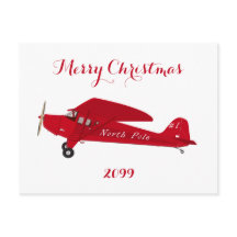North Pole Airplane Christmas Postcards