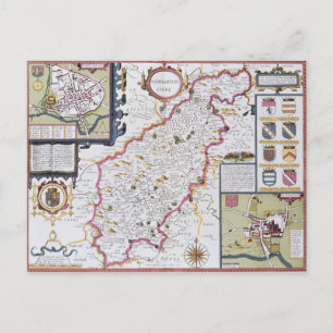 Postal Northamtonshire, grabado por Jodocuments Hondius