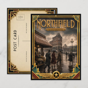 Postal Northfield Minnesota Arte Deco Vintage Edad Dorada