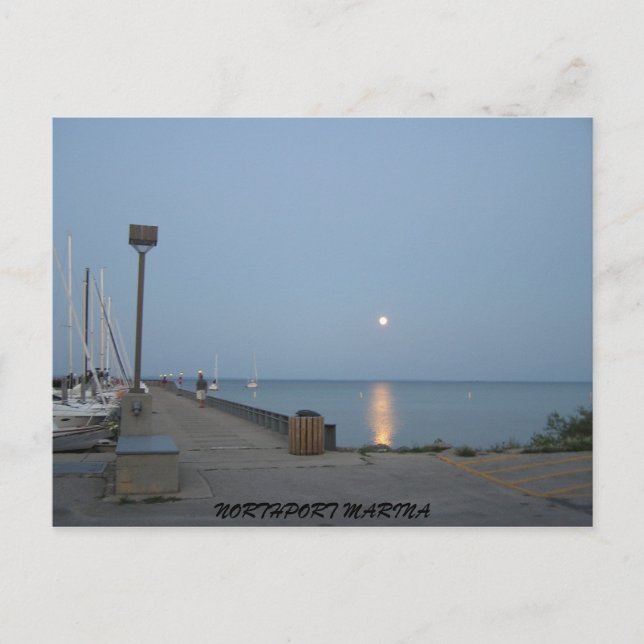 Postal Northport Michigan Marina Moonlight (Anverso)