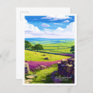 Postal Northumberland England ilustracion Viaje Viaje Vin