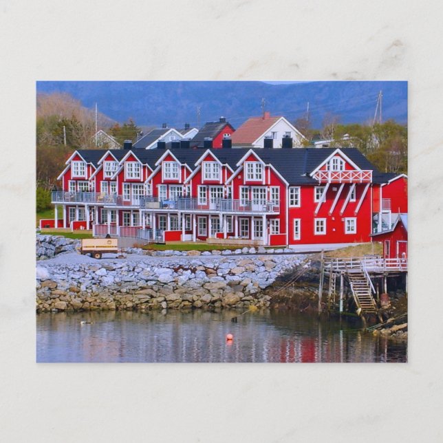 Postal Noruega, Bergen  Casas junto al agua (Anverso)