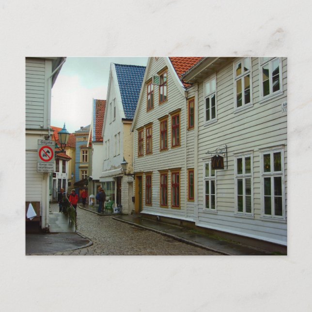 Postal Noruega, casas de madera de Bergen (Anverso)