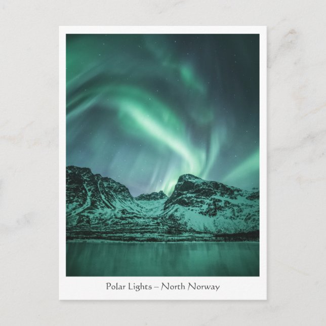 Postal Noruega con luces polares (Anverso)