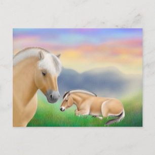 Postal noruega de caballos de fiordo