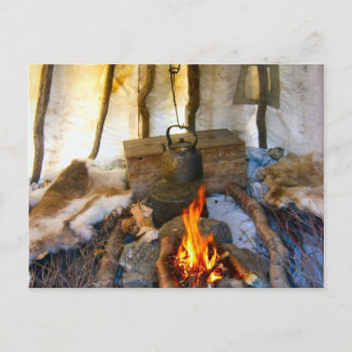 Postal Noruega, dentro de una carpa sami, Laponia