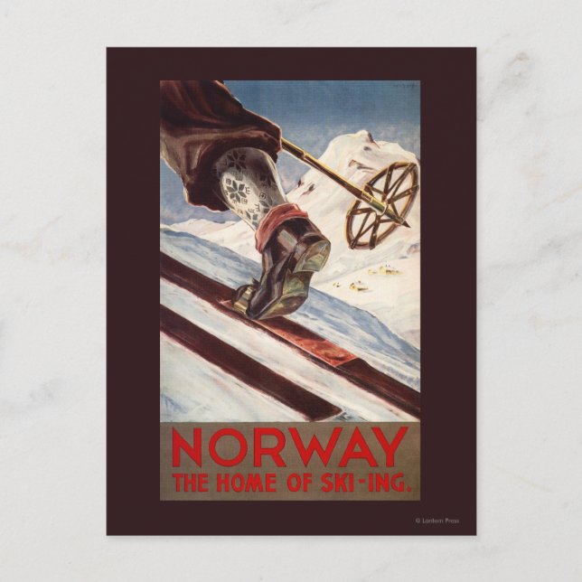 Postal Noruega - El hogar del esquí (Anverso)