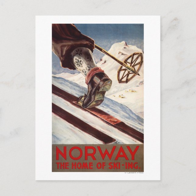 Postal Noruega - El hogar del esquí (Anverso)