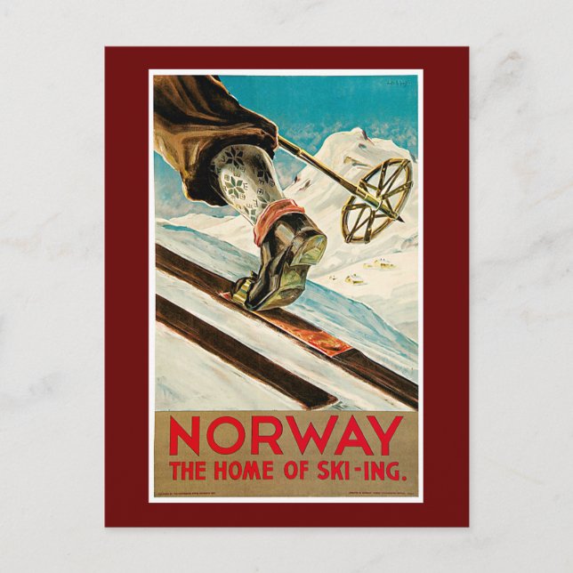 Postal Noruega: El hogar del Poster de viajes de la vieja (Anverso)