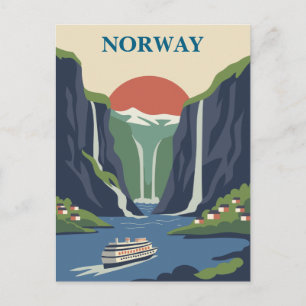 Postal Noruega Escandinavia Europa Fiordo Minimalista Via