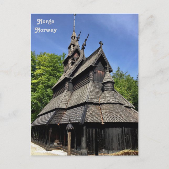 Postal Noruega, Fantoft Stave Church, Fana, Bergen (Anverso)