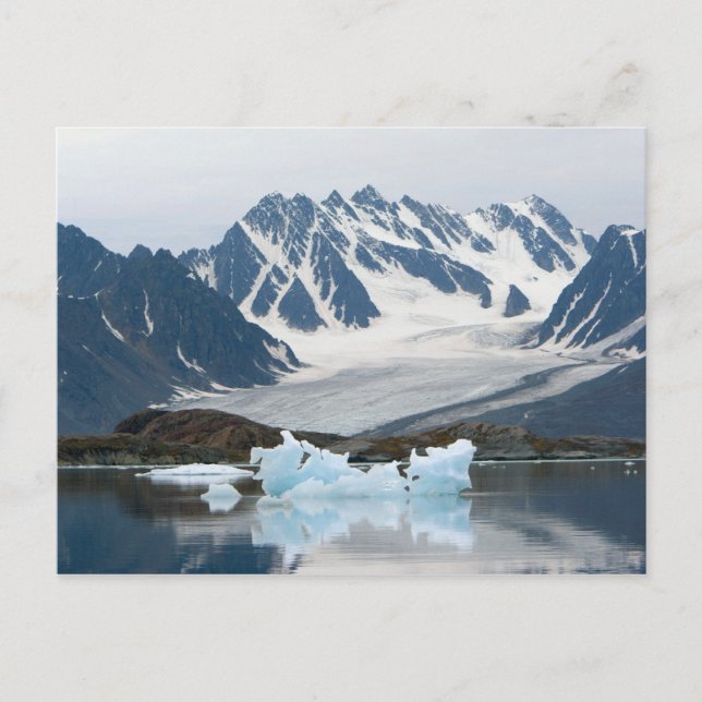 Postal Noruega, glaciar en retroceso e iceberg (Anverso)