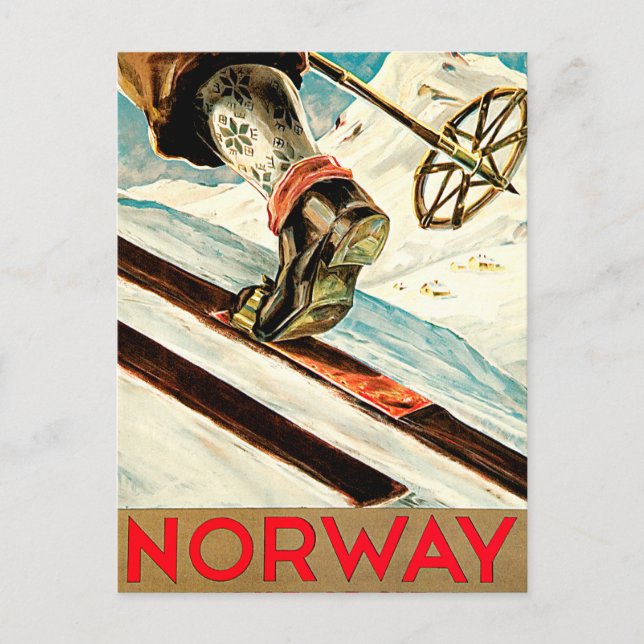 Postal Noruega - Hogar de Arte de Viajes para Esquiar (Anverso)