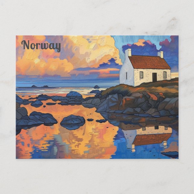 Postal Noruega Islas Lofoten Acuarela Viajes Noruegos (Anverso)