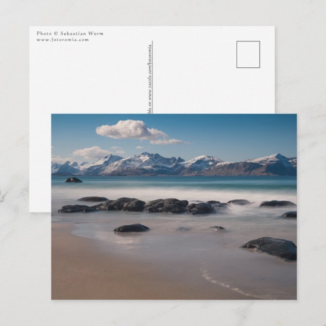 Postal Noruega Lofoten Vikten Beach (Anverso / Reverso)