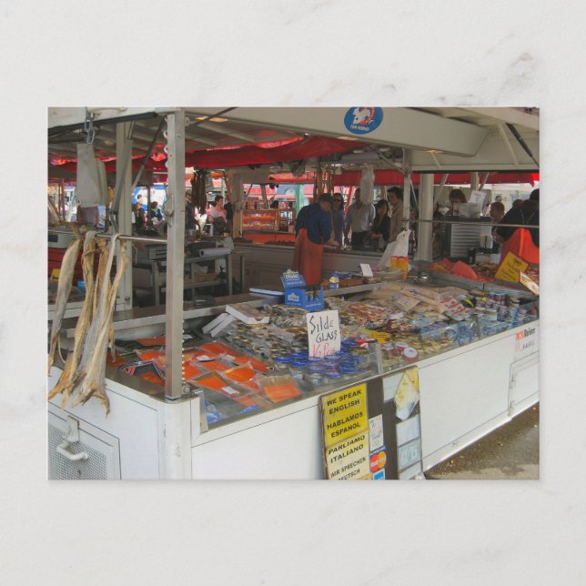 Postal Noruega, mercado de pescado de Bergen (Anverso)