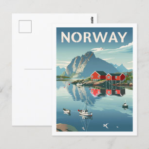 Postal Noruega Norge Vintage Famoso Travel Place